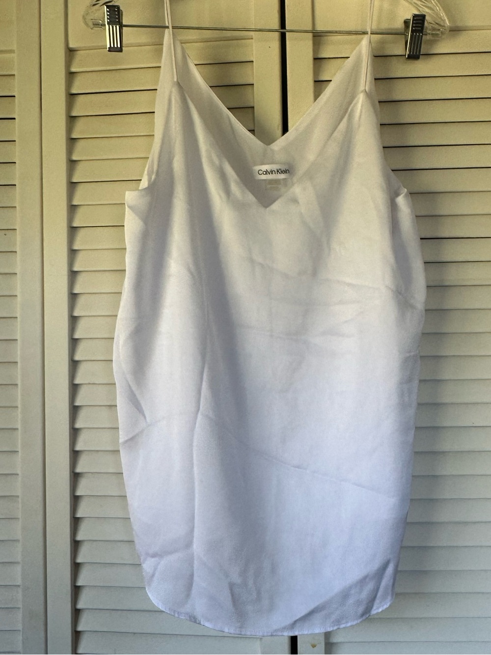 Calvin Klein White V-Neck Slip Top with Thin Straps